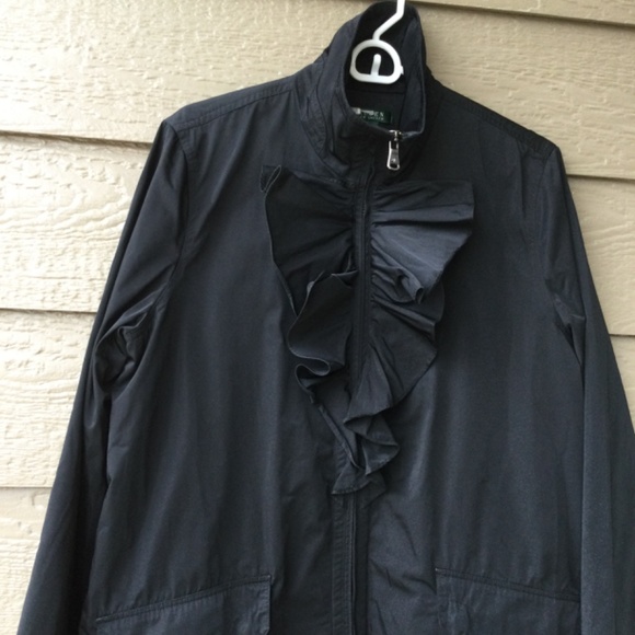 Lauren Ralph Lauren Womens spring, Fall black light jacket, size L. Ruffles - Picture 2 of 11